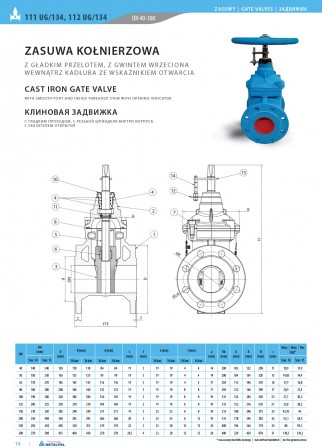 Cast iron gate valve 111UG/134 and 112UG/134