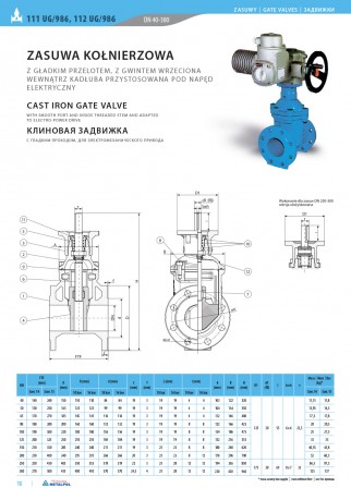 Cast iron gate valve DN300 111UG/986 and 112UG/986