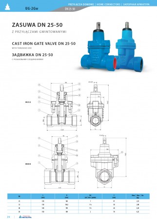 Cast iron gate valve UG-2Gw DN 25-50